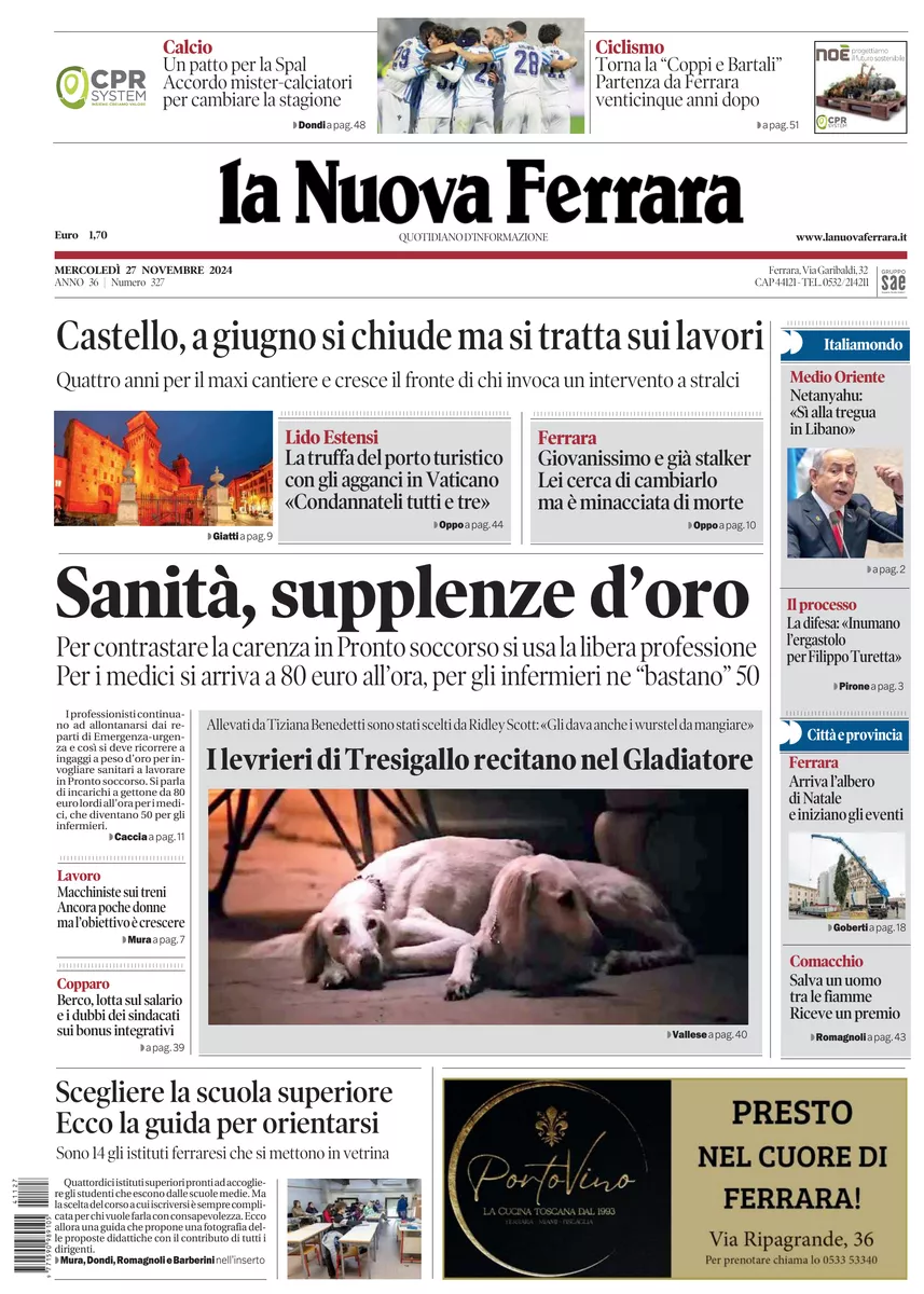 Prima-pagina-nuova ferrara-oggi-edizione-del-2024-11-27